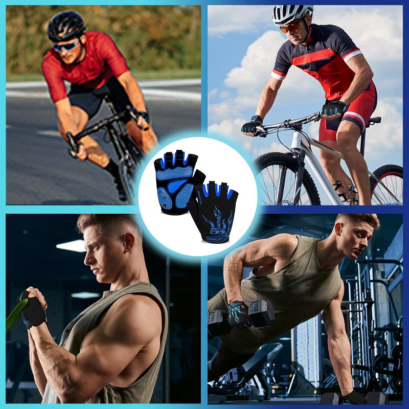 MOREOK Cycling Gloves Bike Gloves for Men/Women-[5MM Gel Pad] Half Finger Bicycle Biking Gloves for Cycling/Weight Lifting/Gym/Motorcycle/Rowing/Outdoor Sports-050-BLUE-XL - Image 5